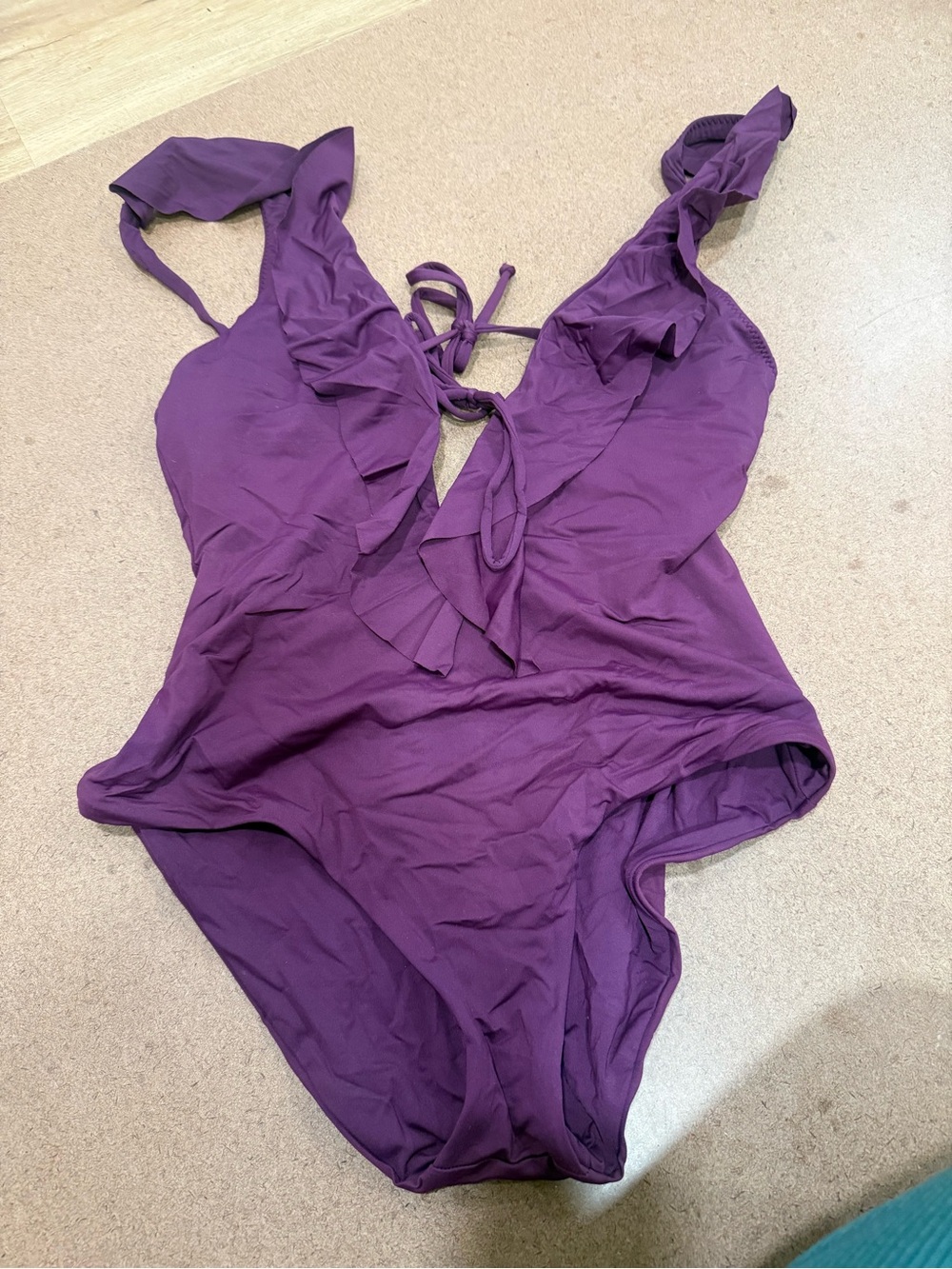 BECCA Ruffle-Front One-Piece Swimsuit in Deep Purple - Kids